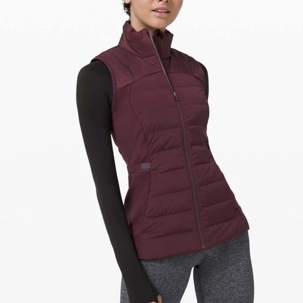 Lululemon Down For It All Vest Cassis Burgundy Quilted Running Puffer Womens 10